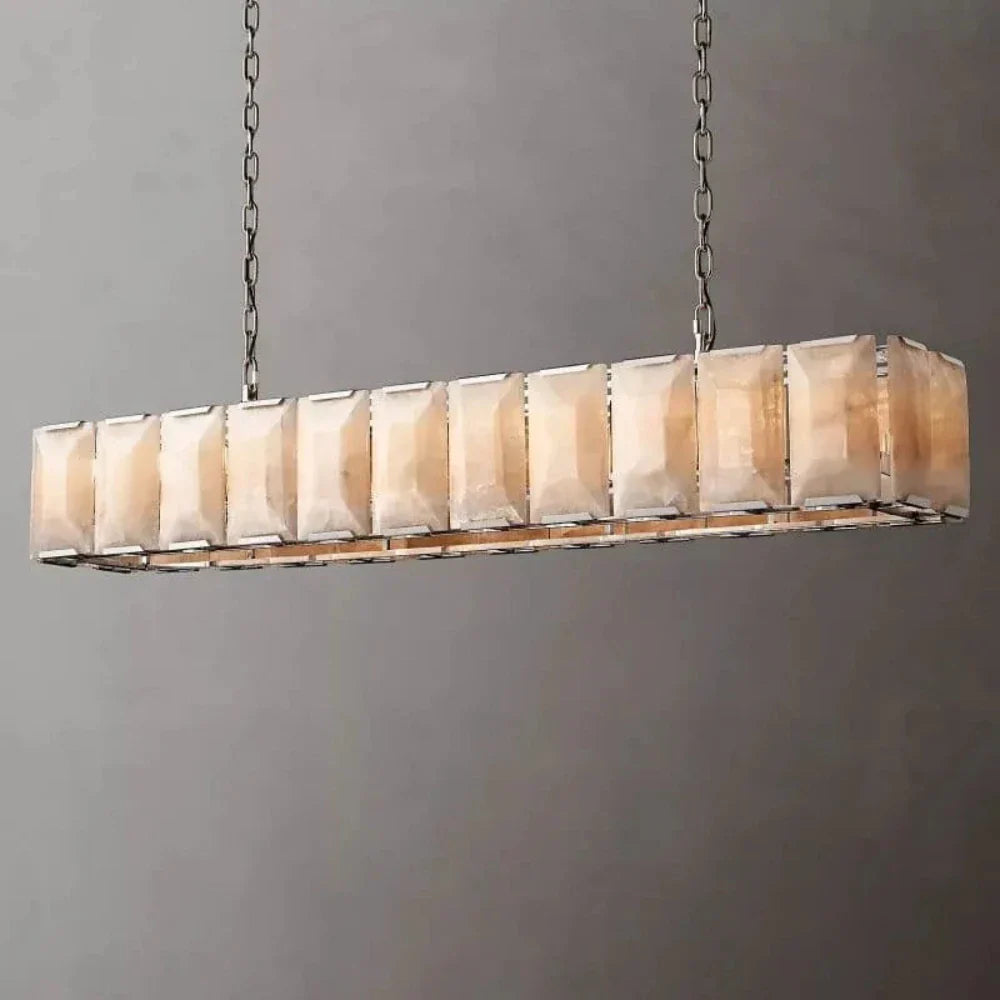 Harlowe Modern Calcite Rectangular Chandelier 74"