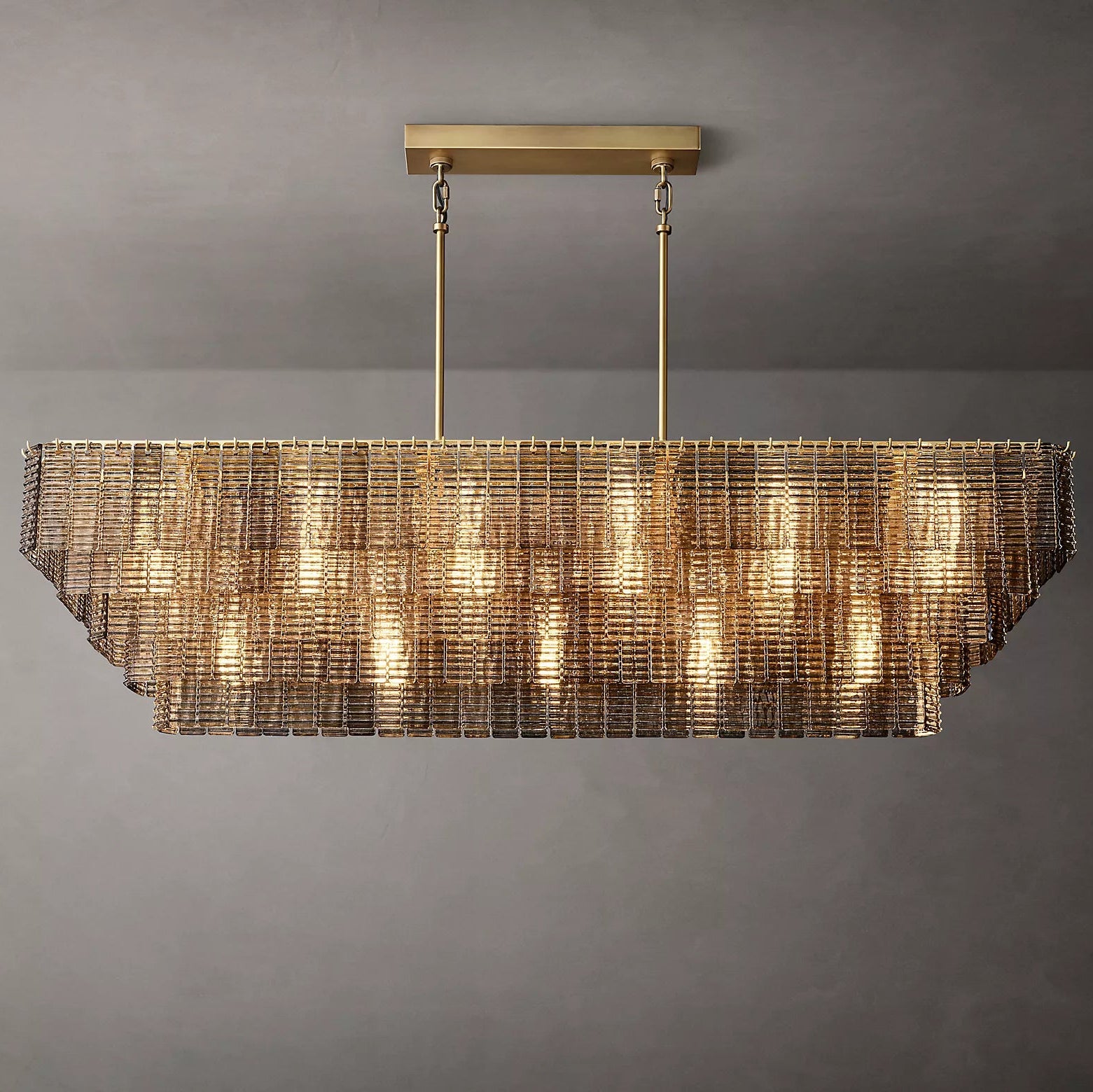 Sirene Clear/Smoke Glass Rectangular Chandelier 77"