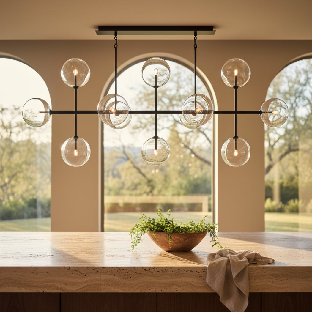 Sierra Glass Globe Modern Linear Chandelier 72"W