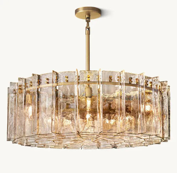 Lattice Modern Glass Round Chandelier 37/48"