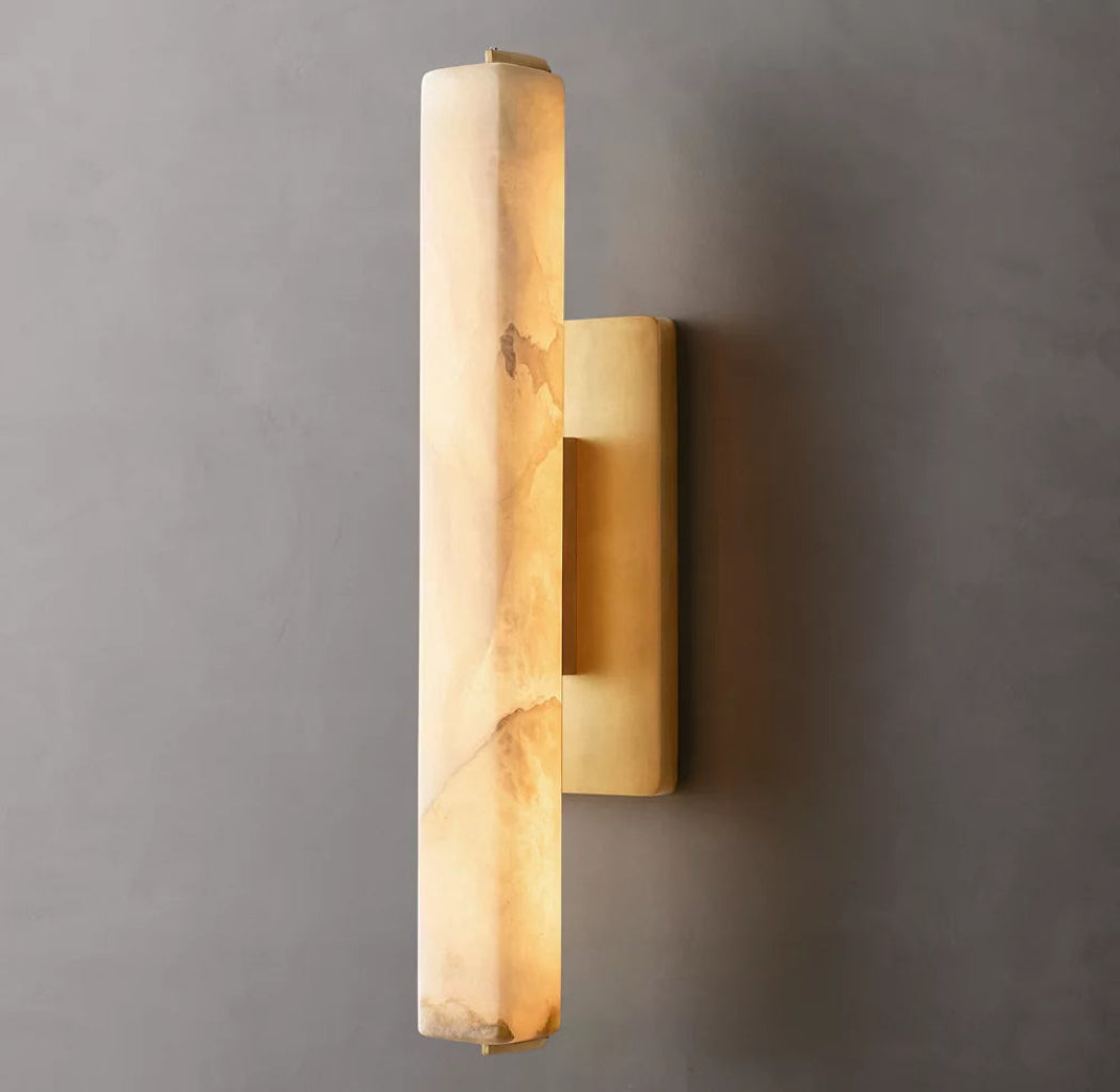 Audubons Modern Alabaster Single Sconce 19"