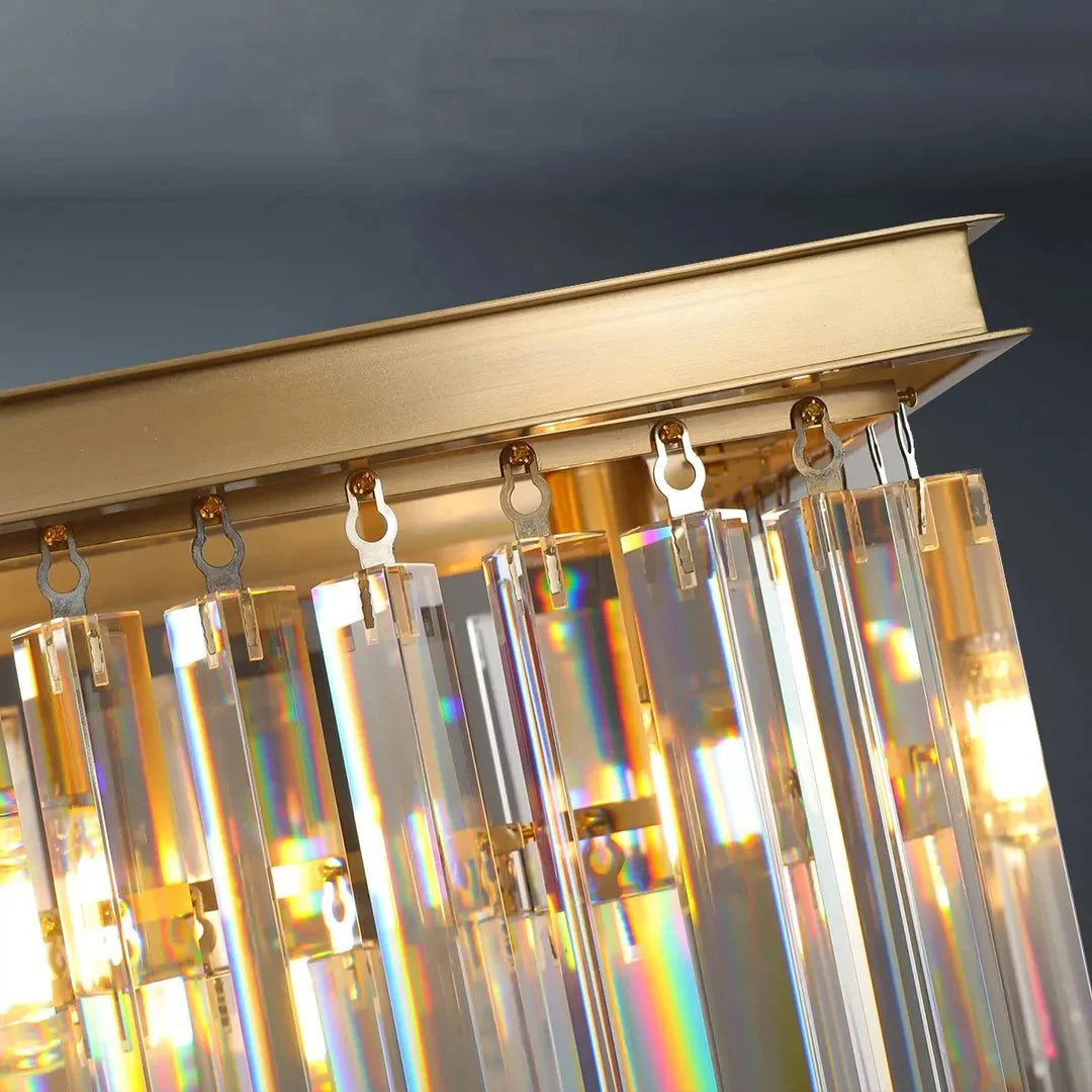 1920s Odeon 2 Tiers Crystal Linear Chandelier L40"