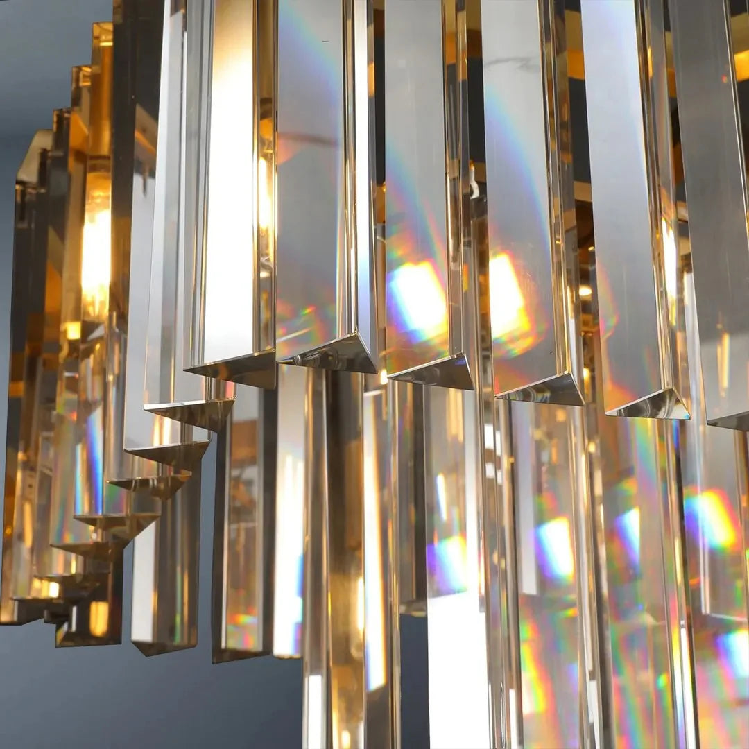 1920s Odeon 2 Tiers Crystal Linear Chandelier L49"