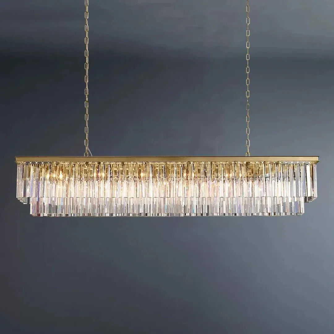 1920s Odeon 2 Tiers Crystal Linear Chandelier L71"