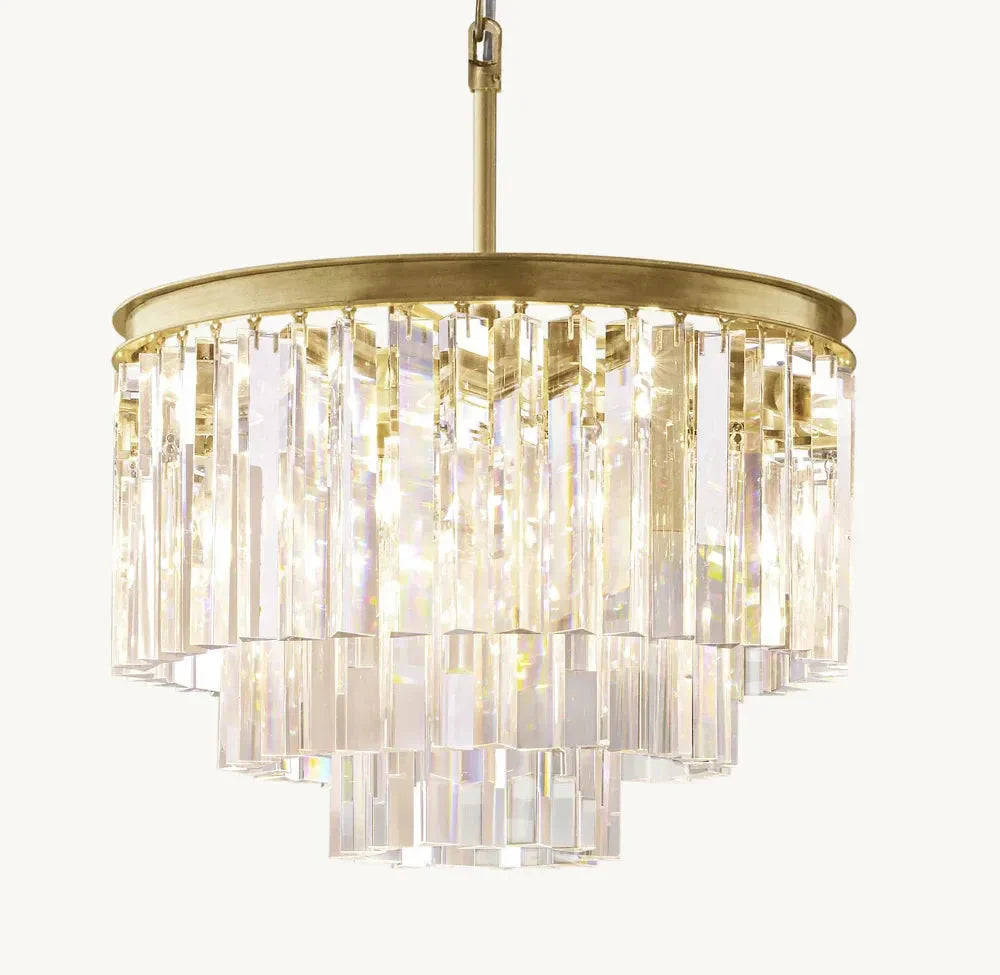 1920s Odeon Multi-tier Crystal Round Chandelier 20”