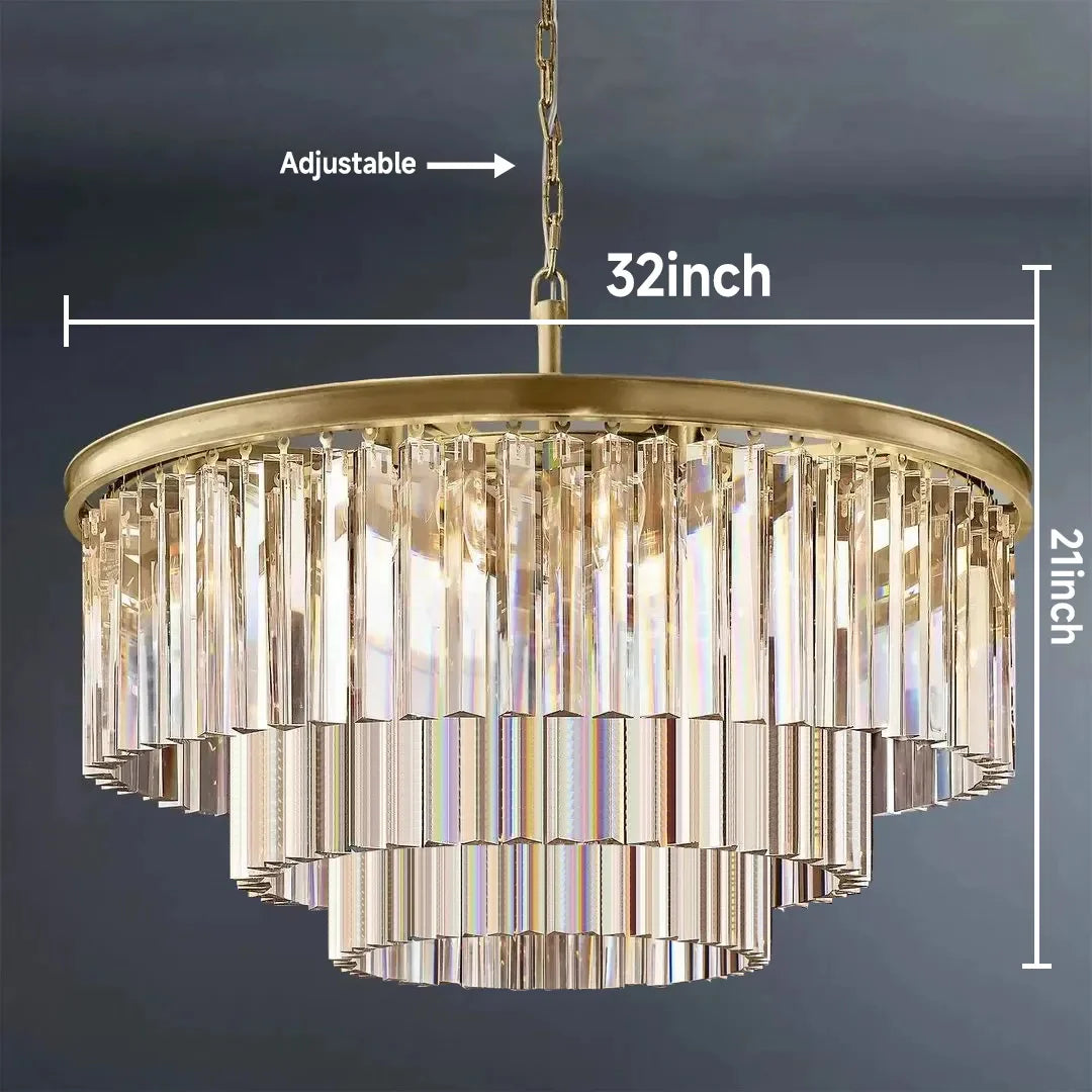 1920s Odeon Multi-tier Crystal Round Chandelier 32"