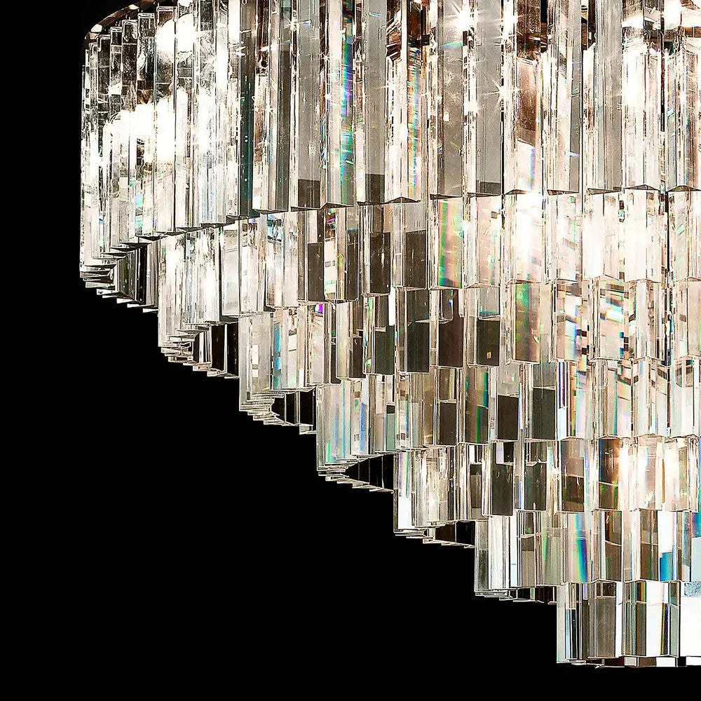 1920s Odeon Multi-tier Crystal Round Chandelier 32"