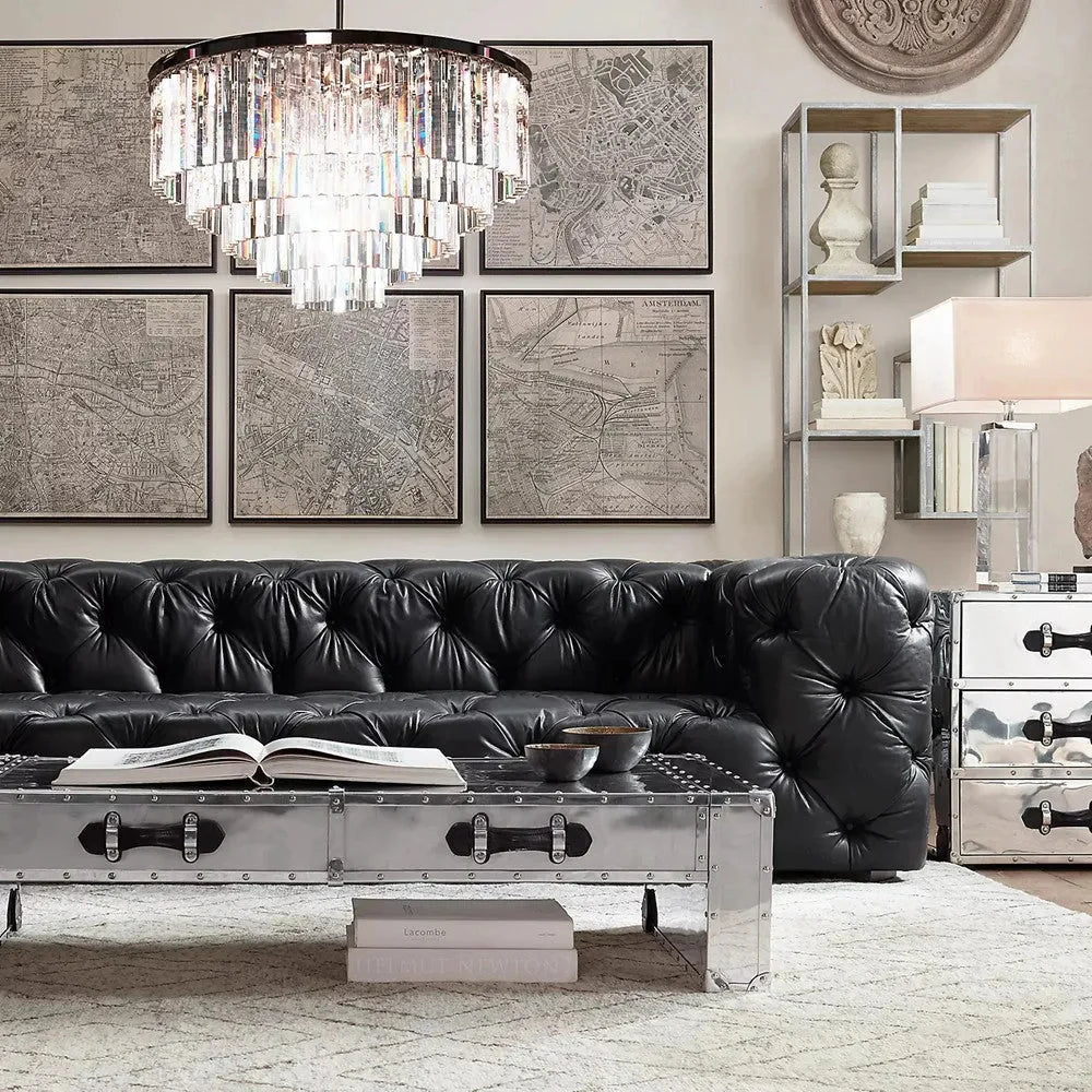 1920s Odeon Multi-tier Crystal Round Chandelier 32"