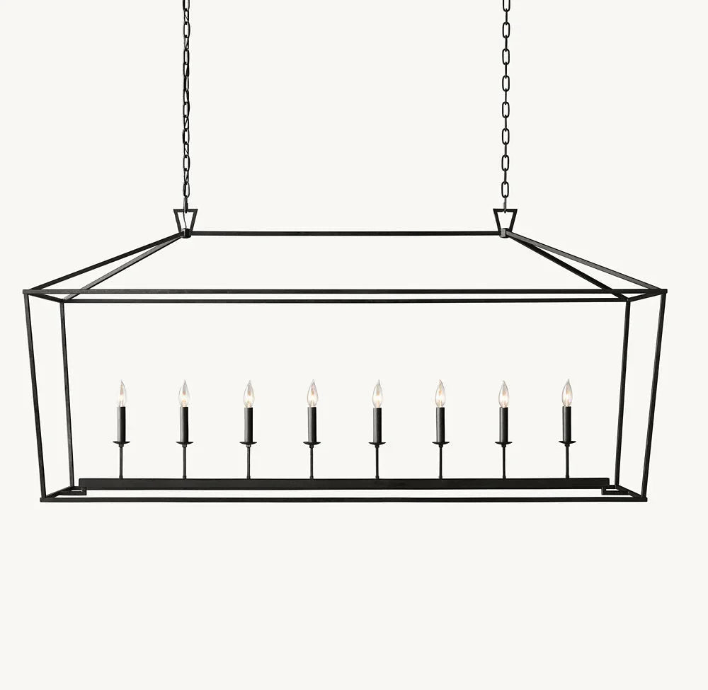 19th Century English Openwork Rectangular Chandelier 72"