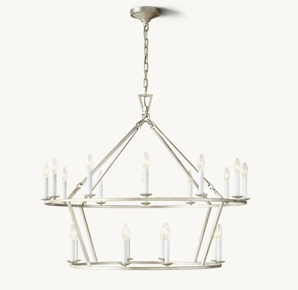 19th Century English Openwork Two-Tier round Chandelier 40”