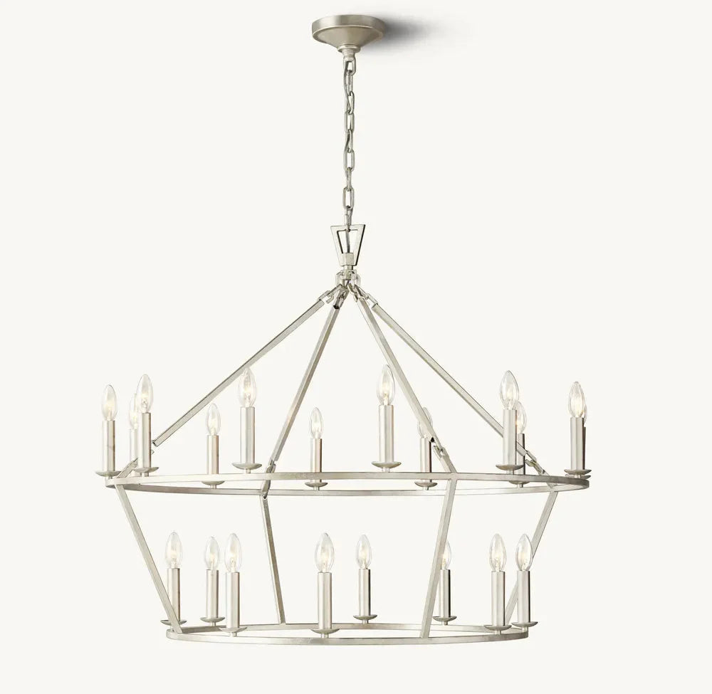 19th Century English Openwork Two-Tier round Chandelier 40”