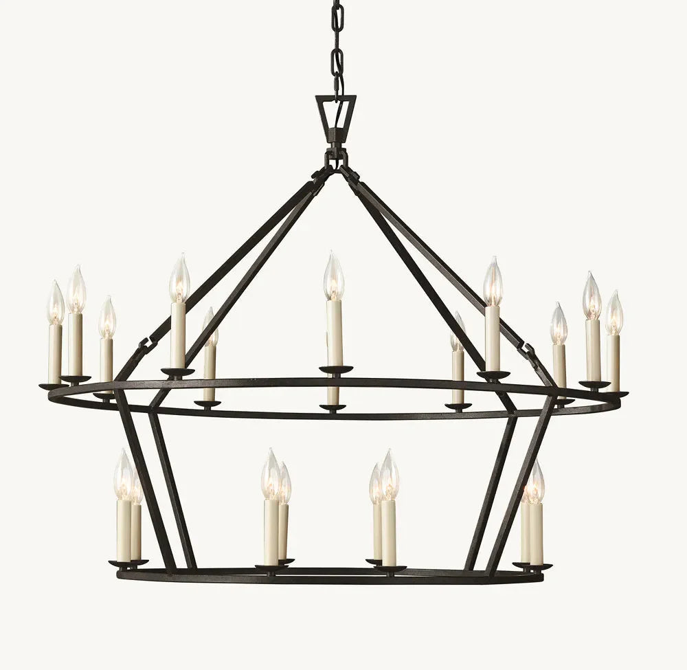 19th Century English Openwork Two-Tier round Chandelier 40”