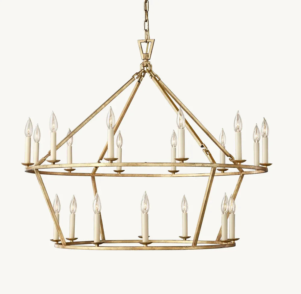 19th Century English Openwork Two-Tier round Chandelier 40”
