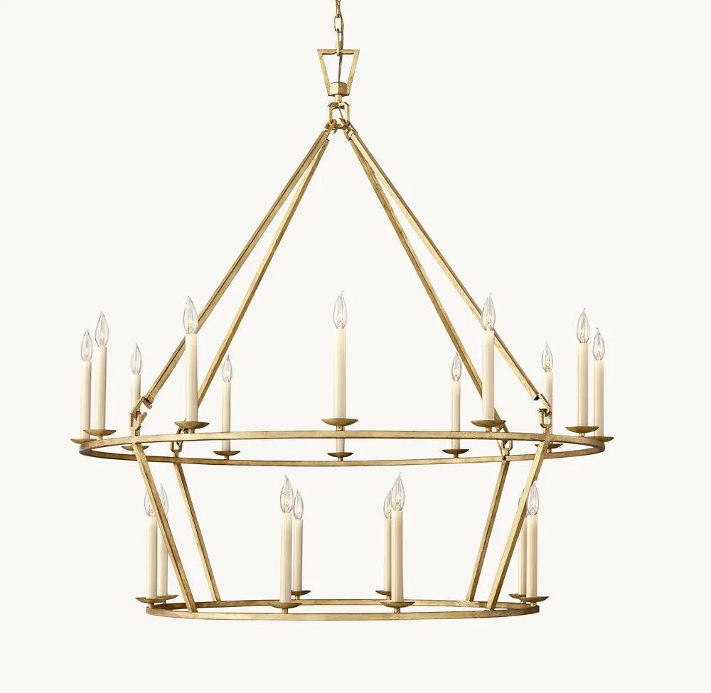 19th Century English Openwork Two-Tier round Chandelier 50”