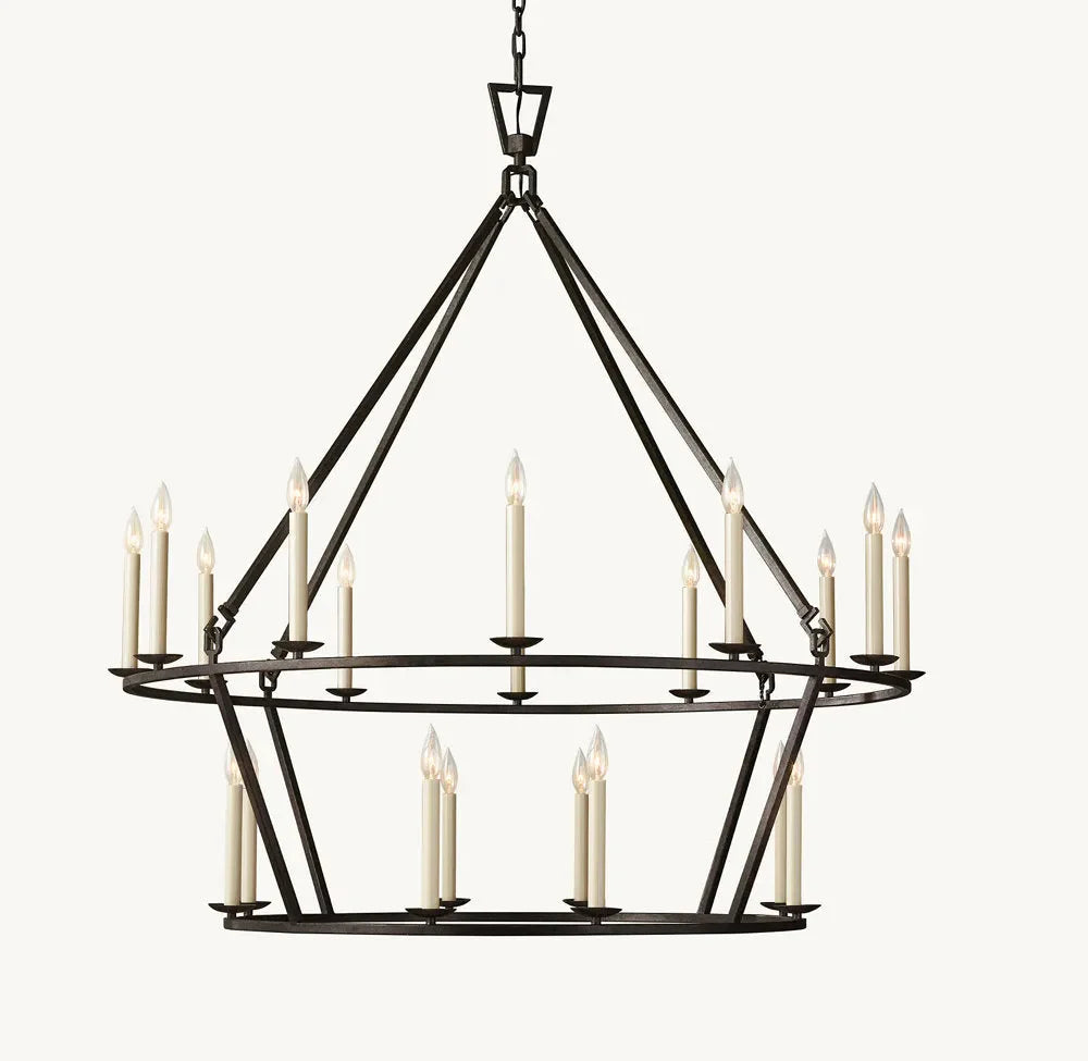 19th Century English Openwork Two-Tier round Chandelier 50”