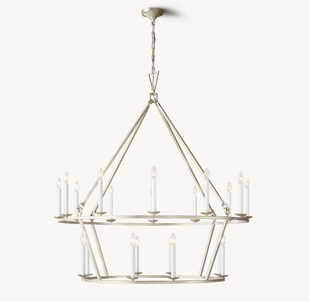 19th Century English Openwork Two-Tier round Chandelier 50”