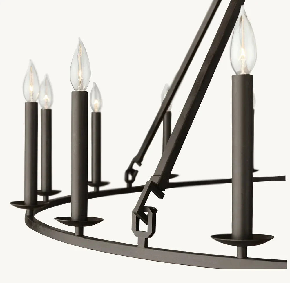 19th Century English Openwork Two-Tier round Chandelier 50”