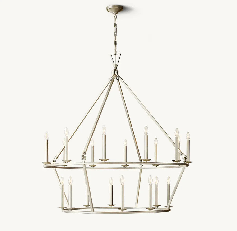 19th Century English Openwork Two-Tier round Chandelier 62”