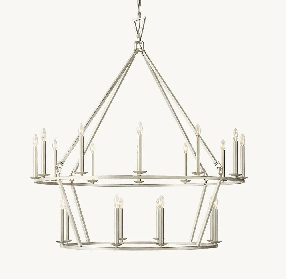 19th Century English Openwork Two-Tier round Chandelier 62”