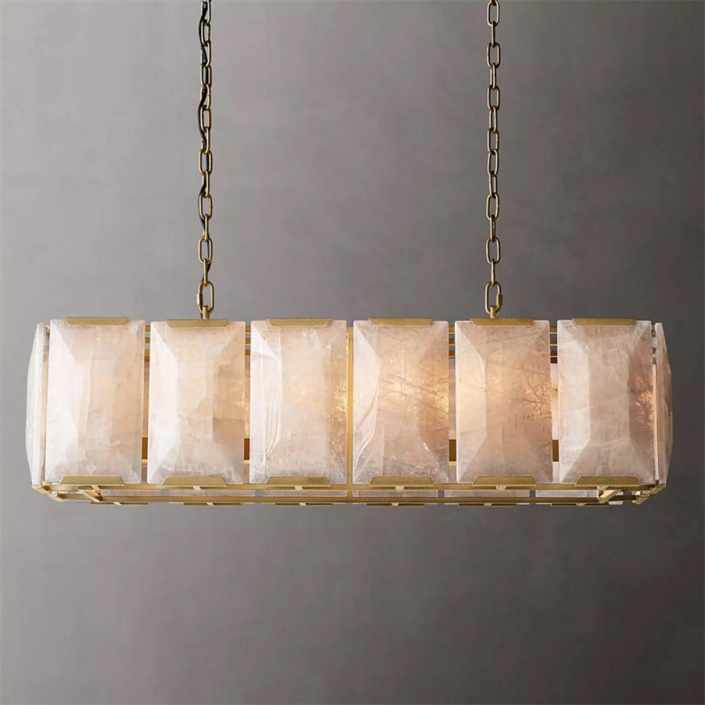 Harlowe Modern Calcite Rectangular Chandelier 42"