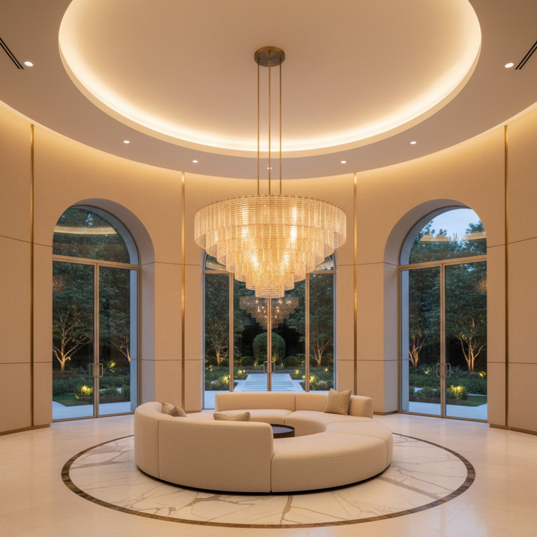 Sirene Modern Clear Glass Round Chandelier 52"
