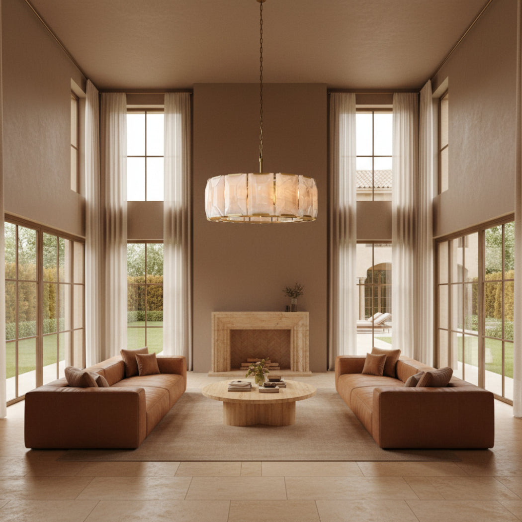 Harlowe Modern Calcite Round Chandelier 31"
