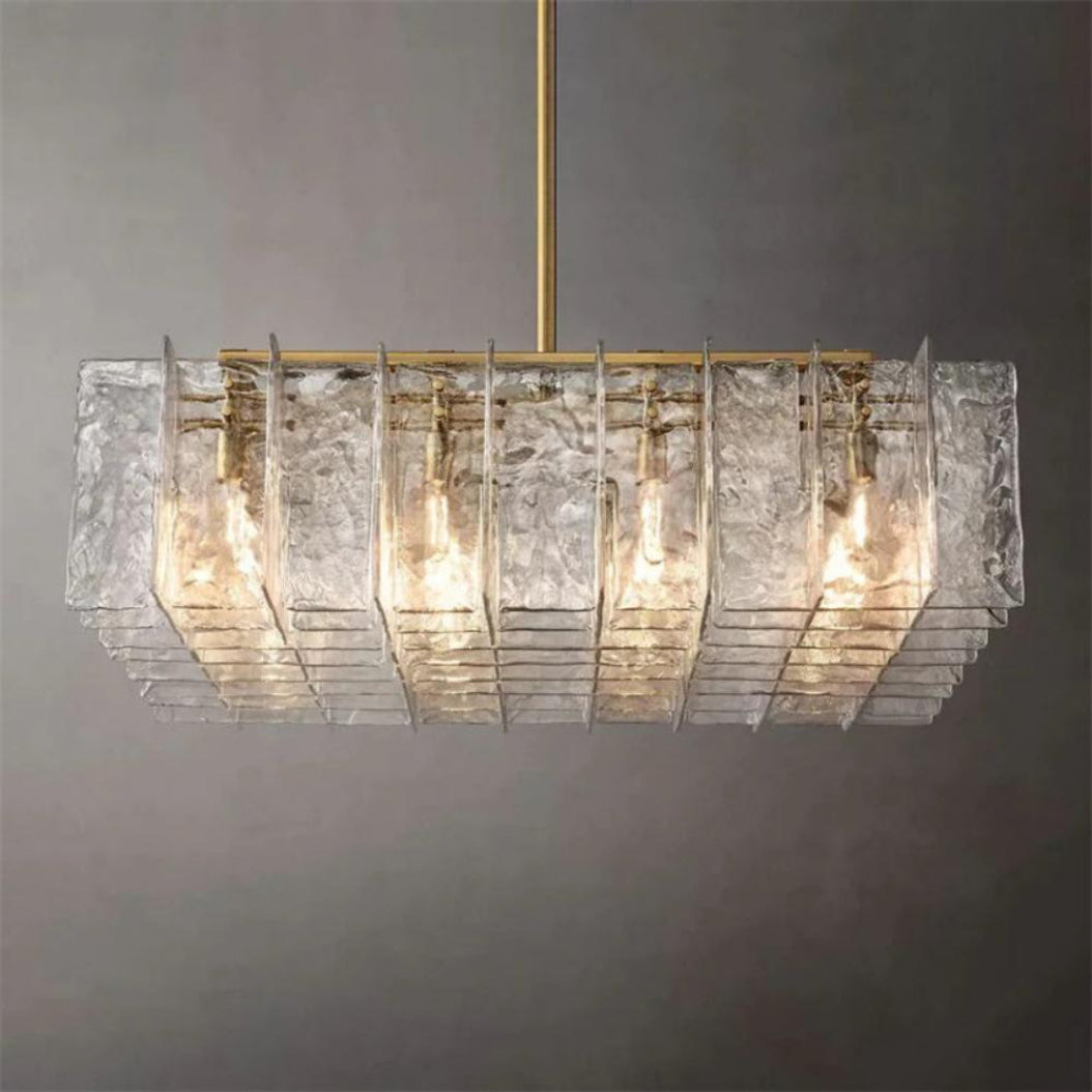 Lattice Modern Glass Square Chandelier 48"