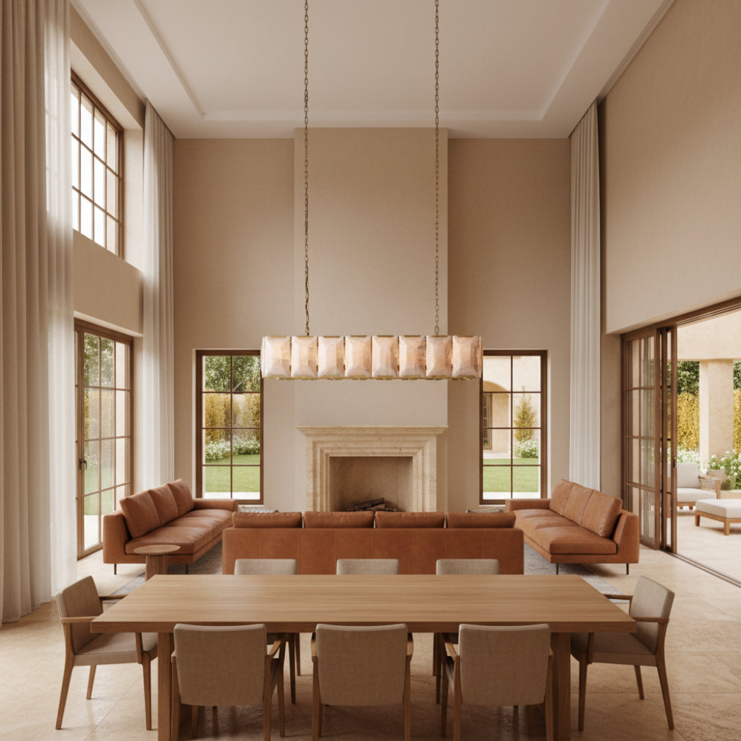 Harlowe Modern Calcite Rectangular Chandelier 54"