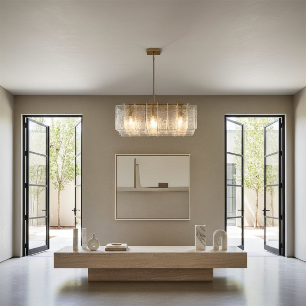 Lattice Modern Glass Square Chandelier 36"