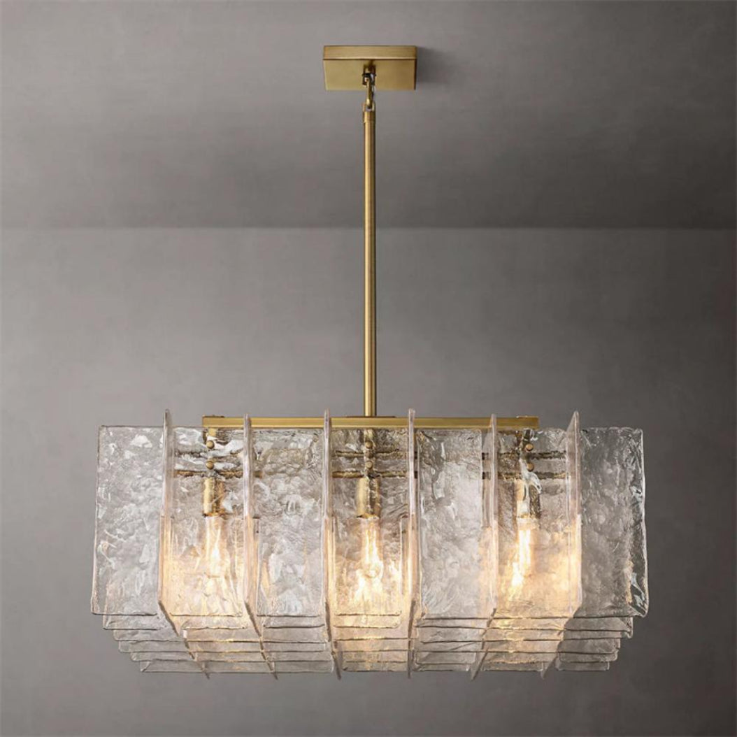 Lattice Modern Glass Square Chandelier 36"