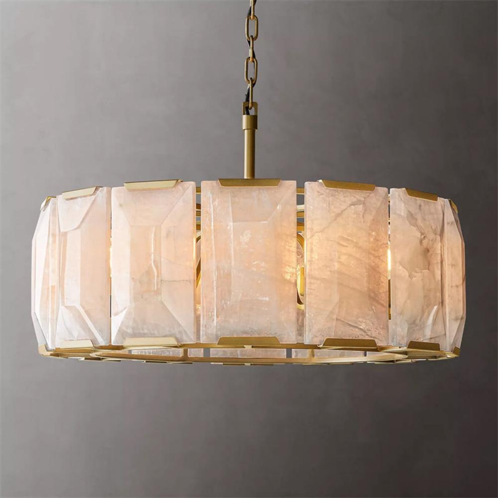 Harlowe Modern Calcite Round Chandelier 31"