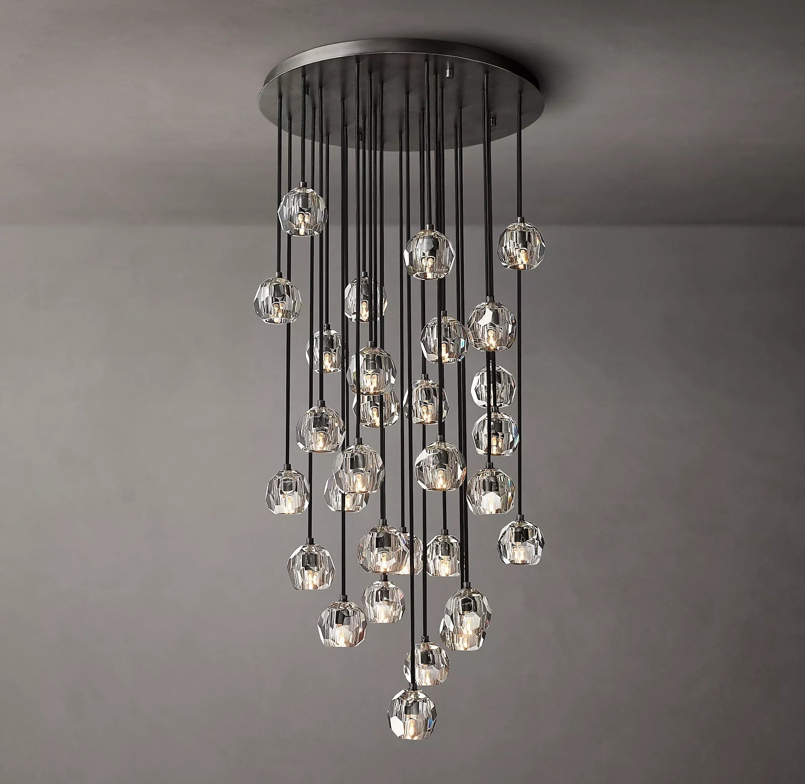 Boule De Modern Clear Round Cluster Chandelier 30"