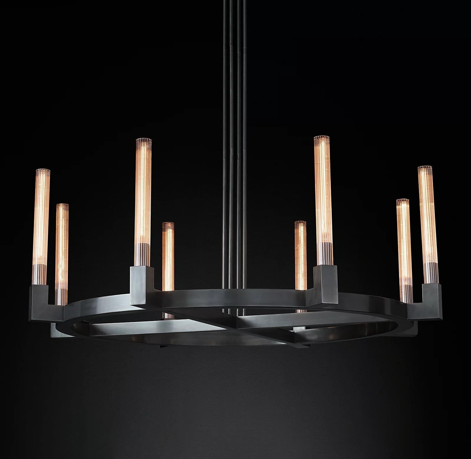 Cannele Modern Linear Candlestick Round Chandelier Light 48"