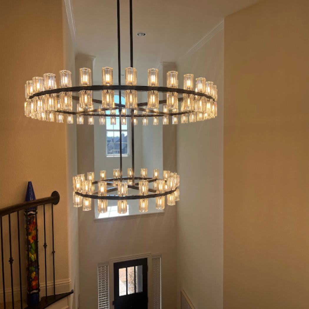 Arcachones Glass Round Two-tier Chandelier 60"