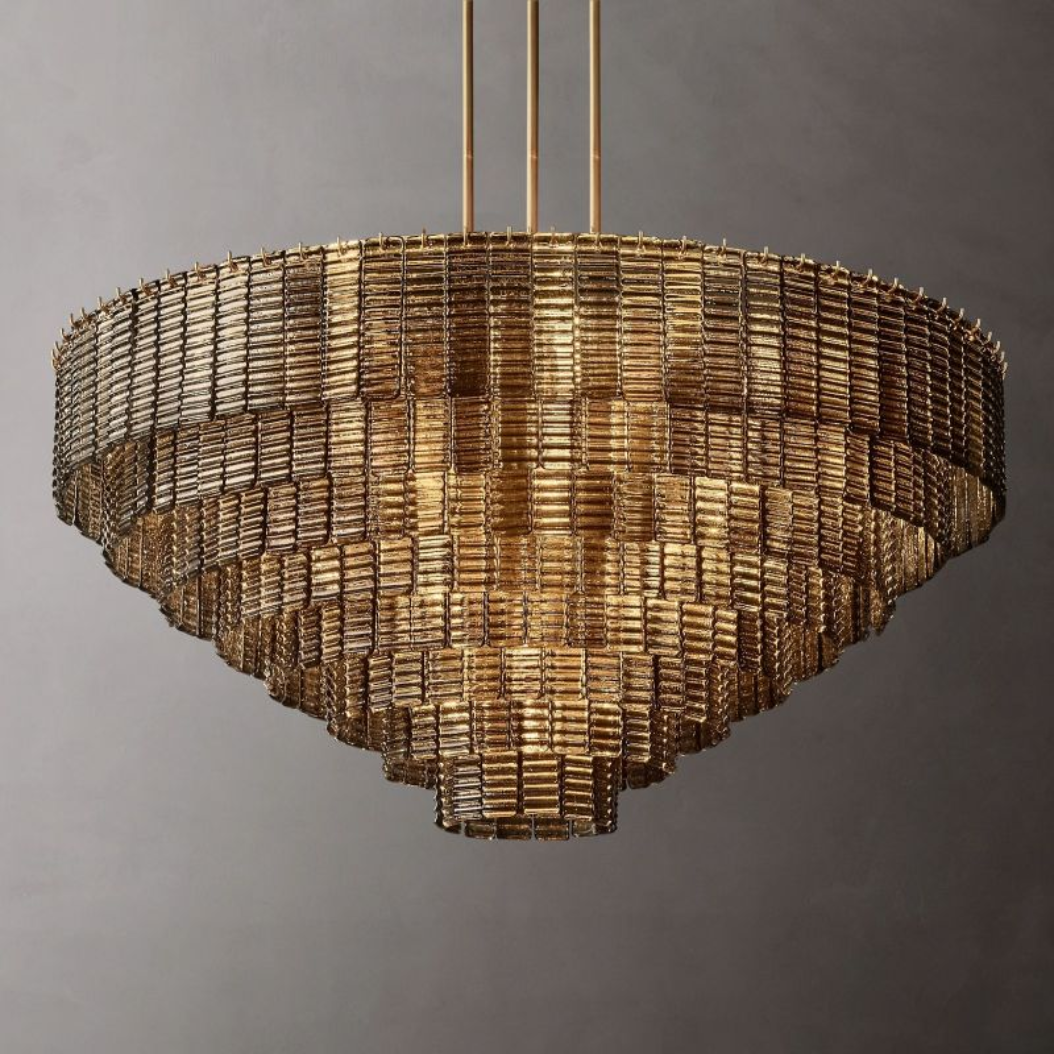 Sirene Modern Smoke Glass Round Chandelier 52"