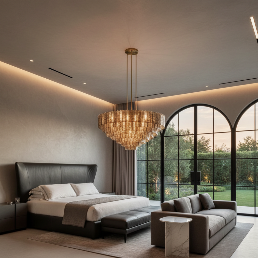 Sirene Modern Smoke Glass Round Chandelier 52"