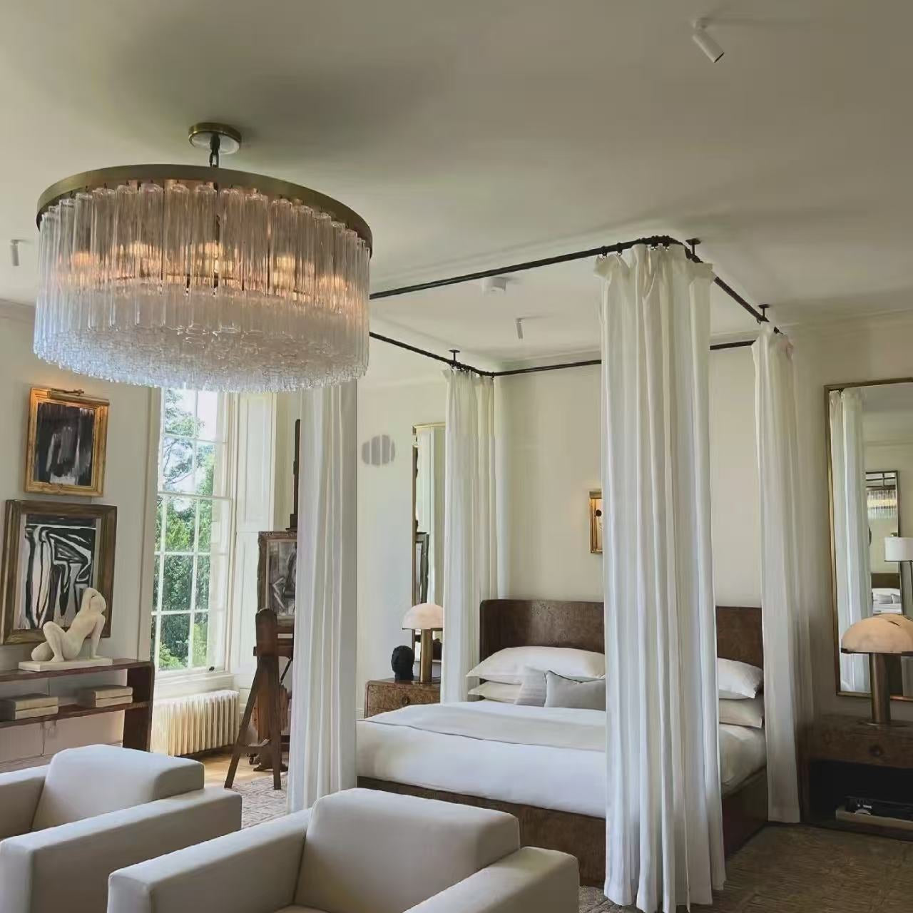 Caesar Modern Glass Tube  Round Chandelier 60"