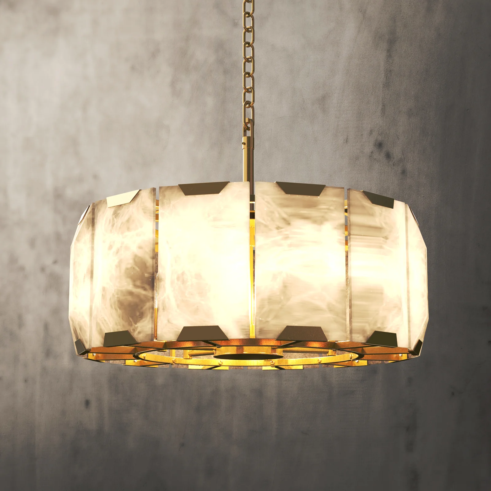 Harlowe Modern Calcite Round Chandelier 19"