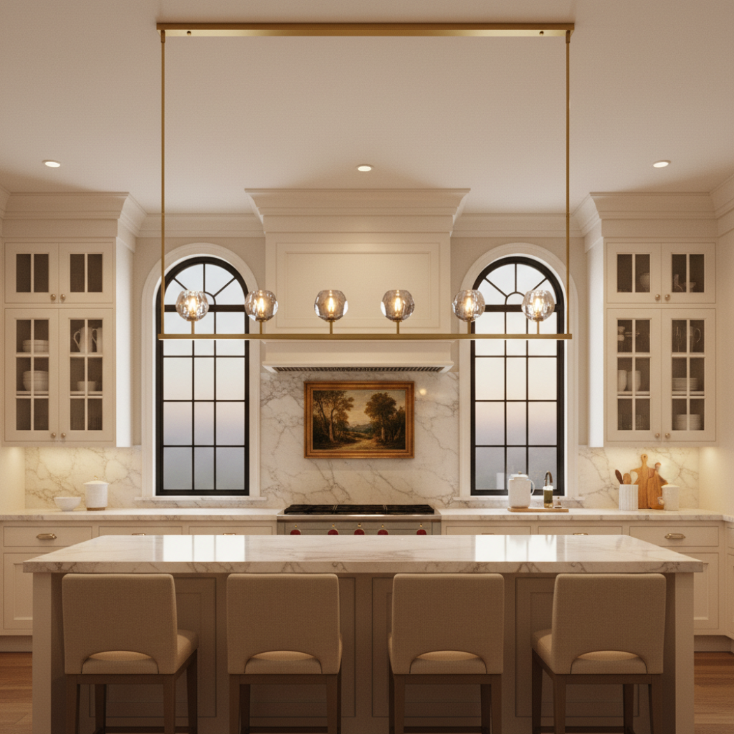 Boule De Modern Somke Linear Chandelier 60"