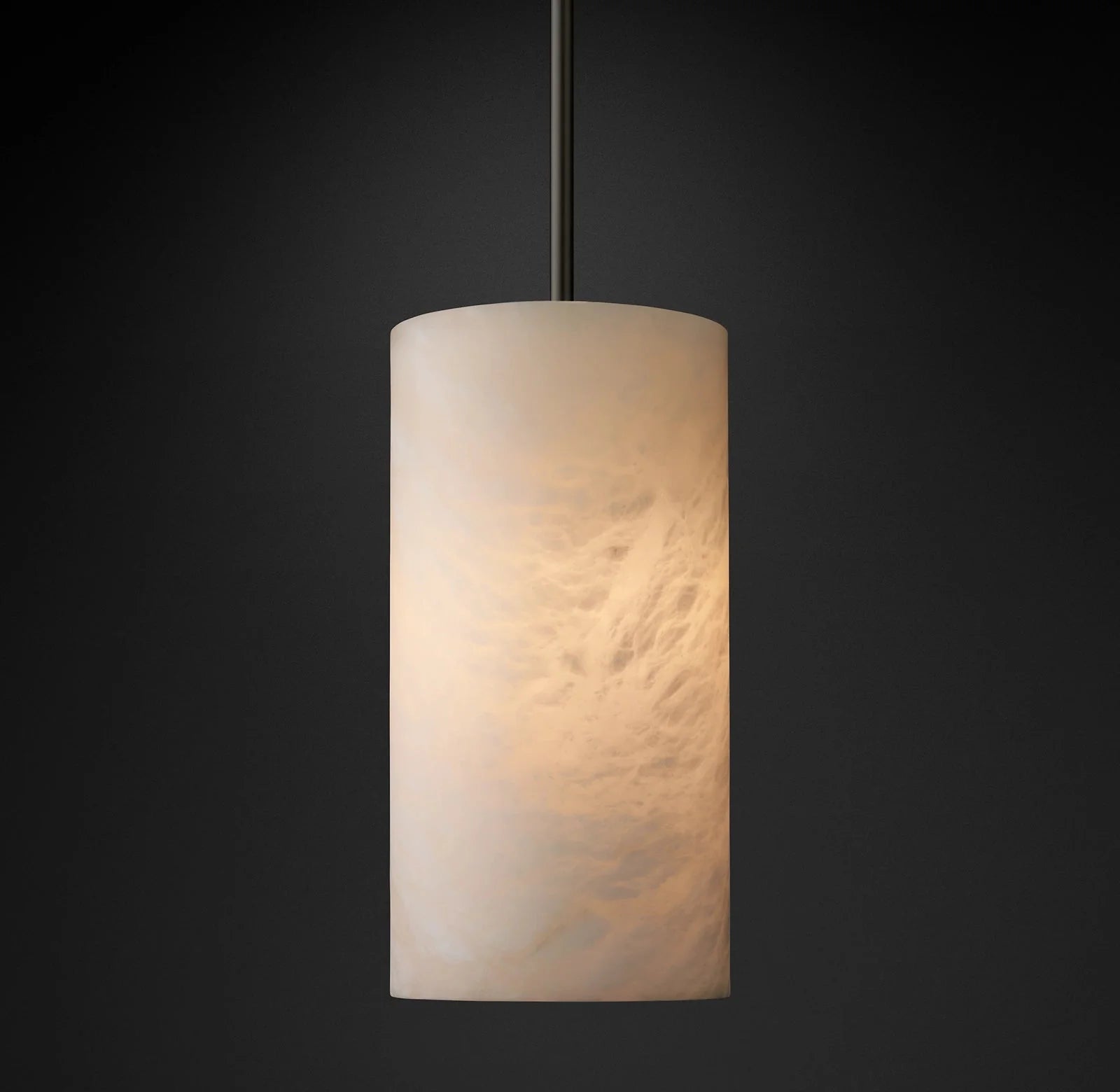 Modern Alabaster Hand Carved  Cylinder Pendant Light