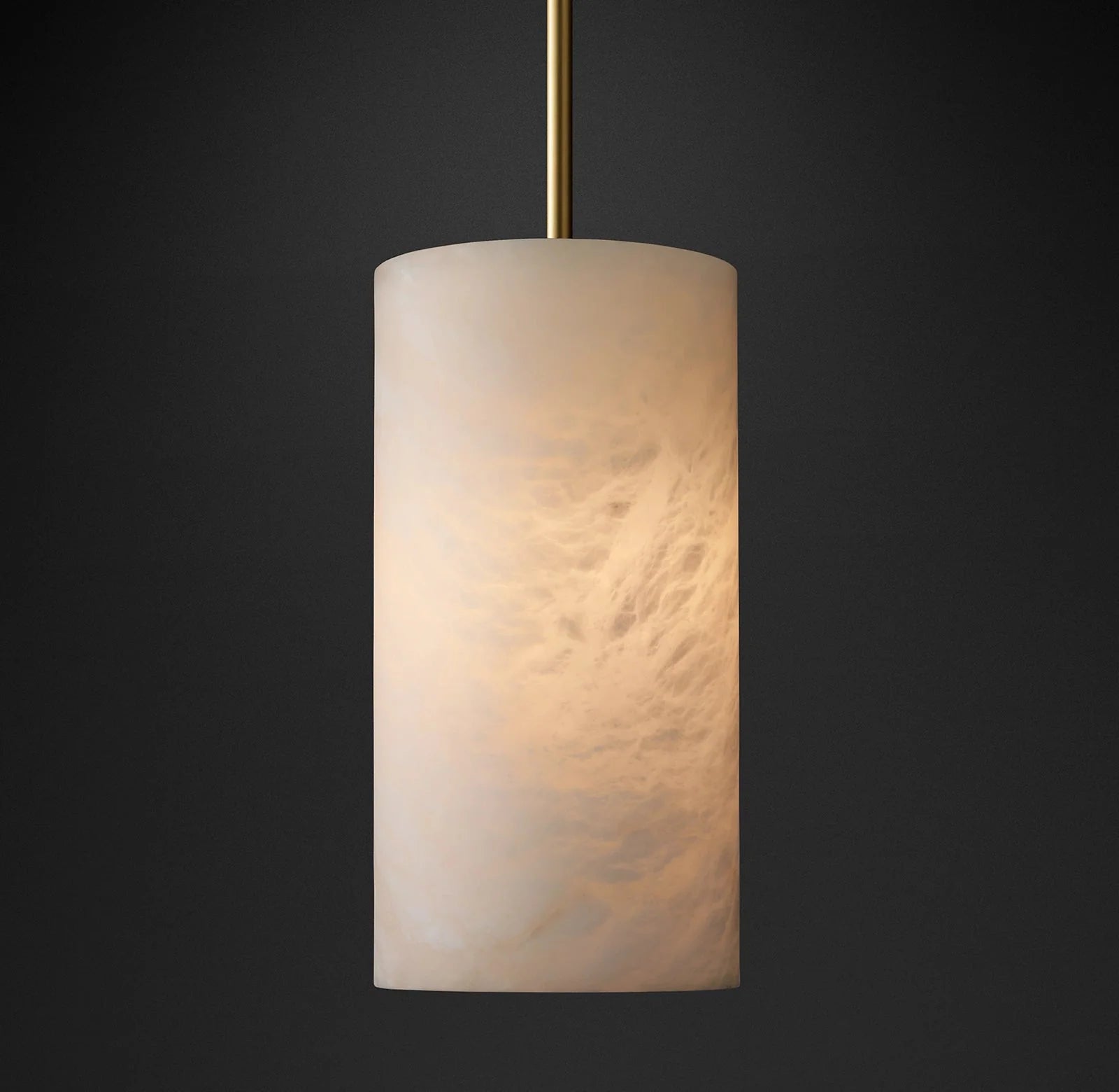 Modern Alabaster Hand Carved  Cylinder Pendant Light