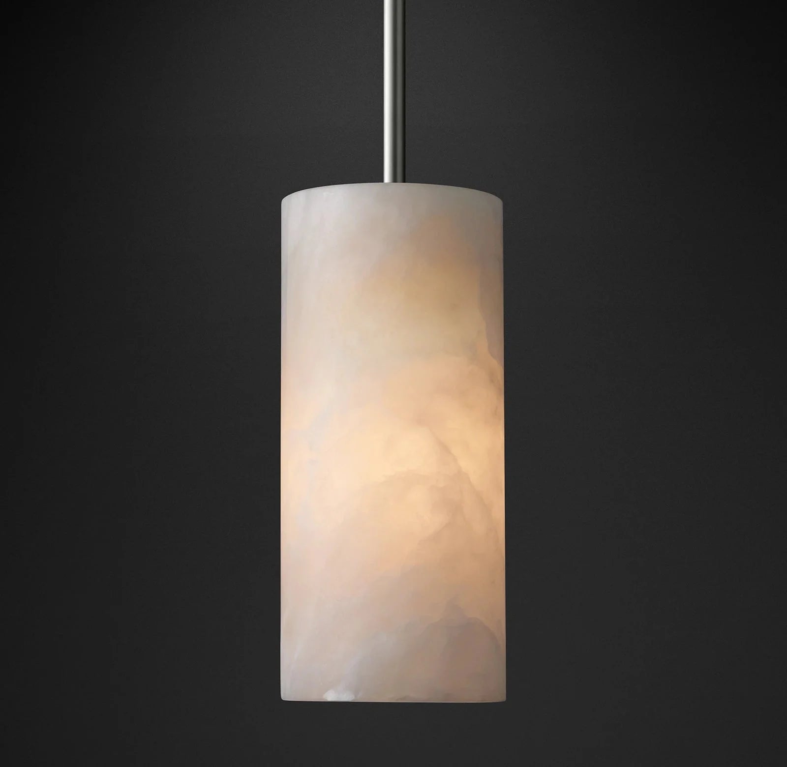 Modern Alabaster Hand Carved  Cylinder Pendant Light