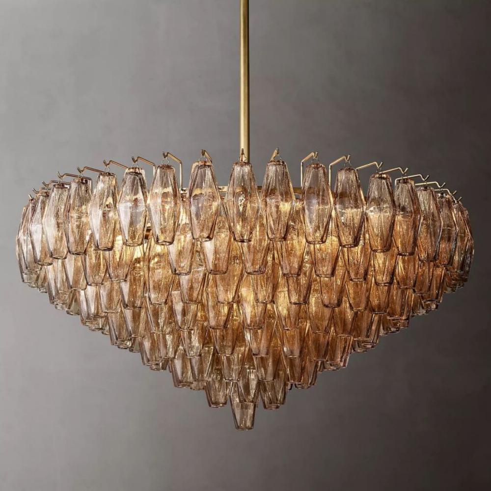 Mia Smoke Glass Tiered Round Chandelier 37”