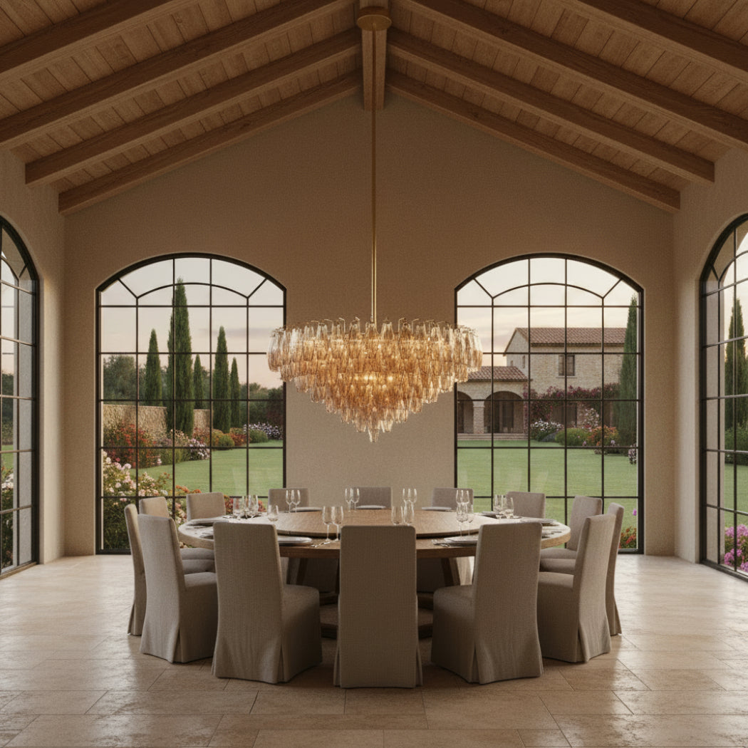 Mia Smoke Glass Tiered Round Chandelier 37”