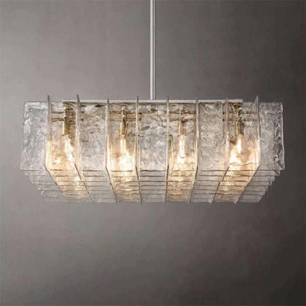 Lattice Modern Glass Square Chandelier 48"