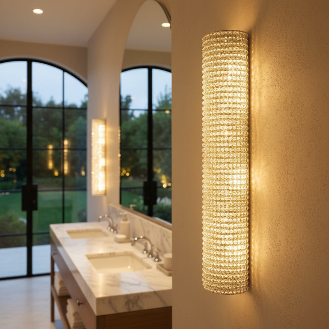 Halo Modern Clear Crystal Wall Sconce 36"H