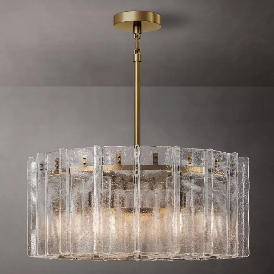 Lattice Modern Glass Clear Round Chandelier 37"