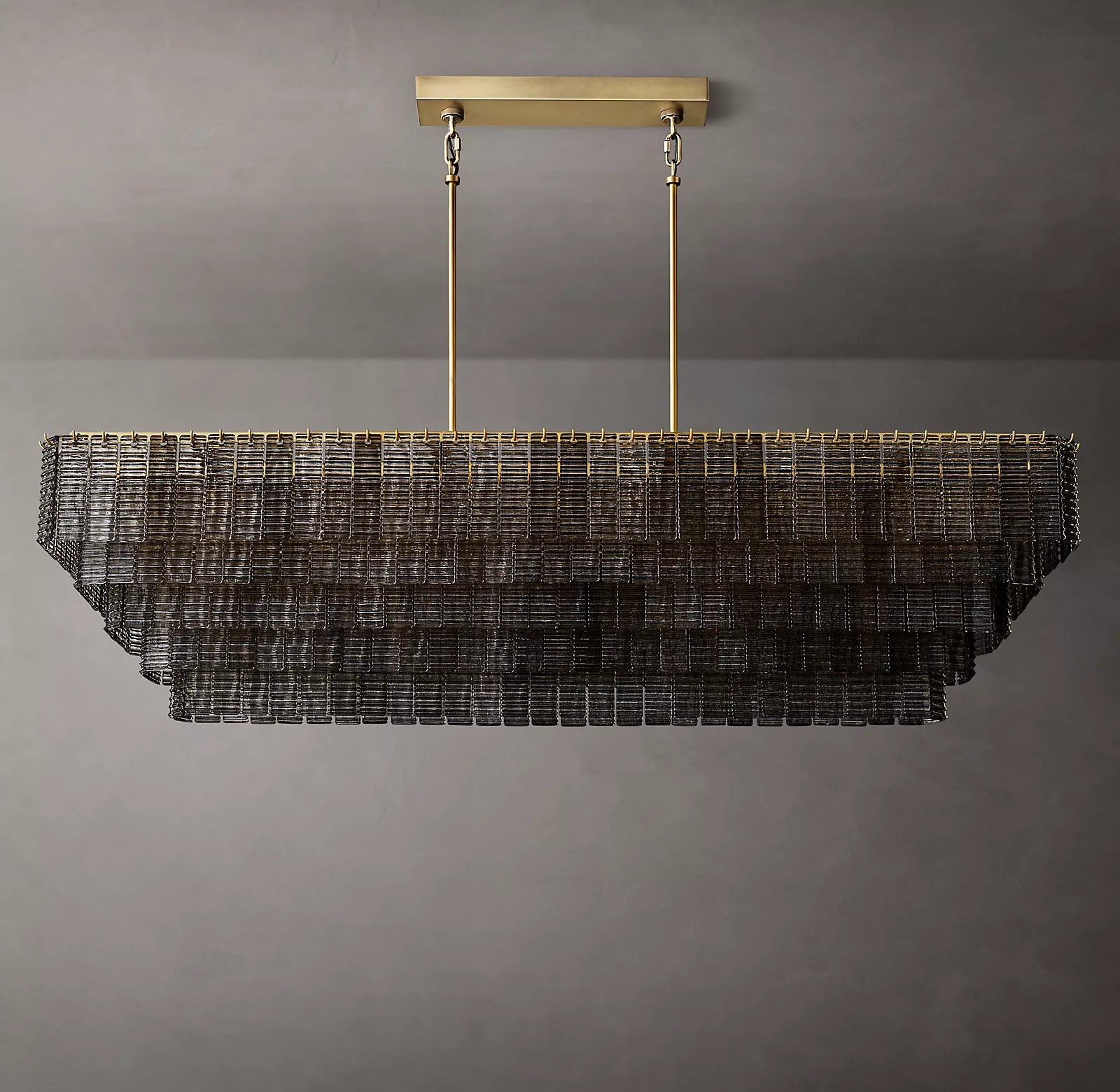 Sirene Modern Smoke Glass Rectangular Chandelier 77"