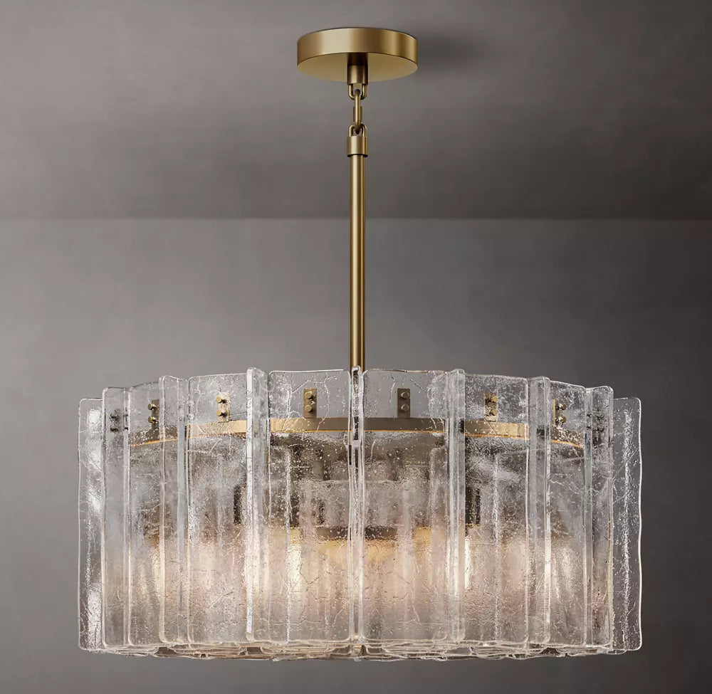 Lattice Modern Glass Clear Round Chandelier 37"