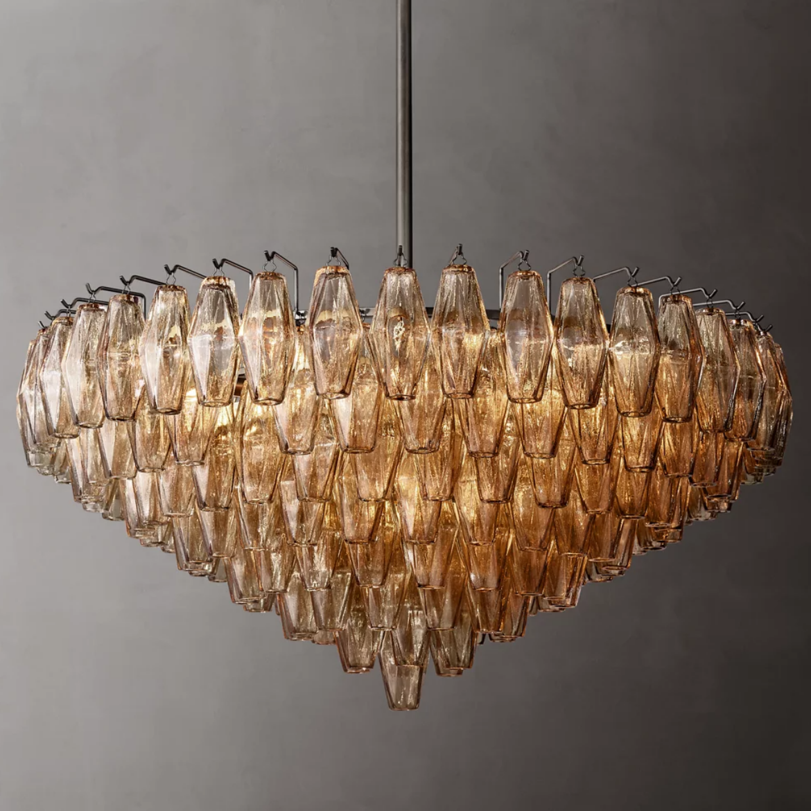 Mia Smoke Glass Tiered Round Chandelier 37”